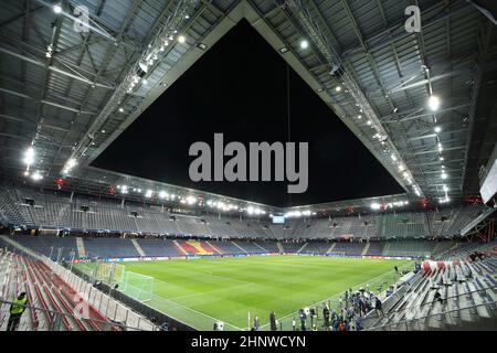 Firo: Fuvuball: Football: 02/16/2022 Champions League, saison 2021/2022 tour de 16 première jambe, FC Salzburg - FC Bayern Mvºnchen 1: 1, FC Salzburg, Salzbourg, FCS, Red Bull Arena, présentation, stade vide, Banque D'Images