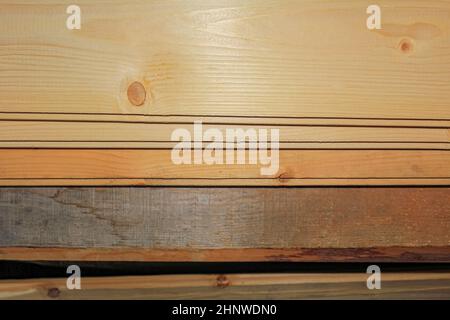 Texture de paroi en bois de l'intérieur d'une cabane norvégienne à Hemsedal. Banque D'Images