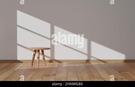 Chambre vide minimaliste avec parquet et lumière de la fenêtre. 3d rendu Banque D'Images