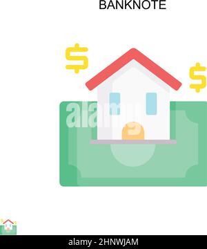 Icône de vecteur simple de billet de banque.Modèle de conception de symbole d'illustration pour élément d'interface utilisateur Web mobile. Illustration de Vecteur