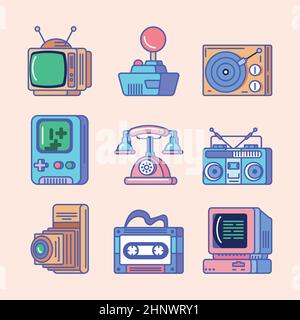 appareils rétro-technologiques Illustration de Vecteur