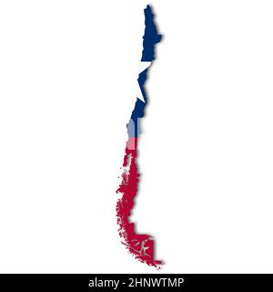 Une carte du Chili sur fond blanc 3D illustration avec masque Banque D'Images