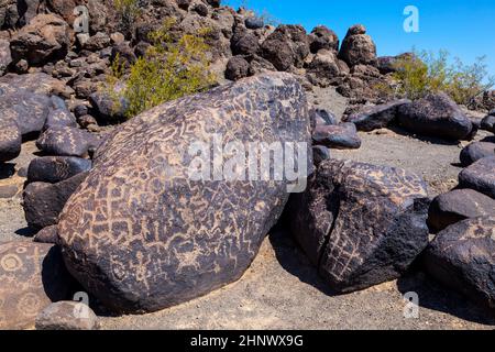 Petroglyph site, près de Gila Bend, Arizona Banque D'Images