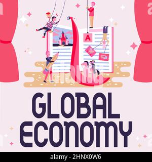 Rédaction affichage de texte économie mondiale, concept signification système de l'industrie et du commerce autour du monde capitalisme fixation Code du programme, mise à jour Applica Banque D'Images