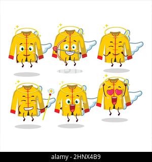 Dessins de dessin animé de costume traditionnel chinois jaune comme un joli ange personnage. Illustration vectorielle Illustration de Vecteur