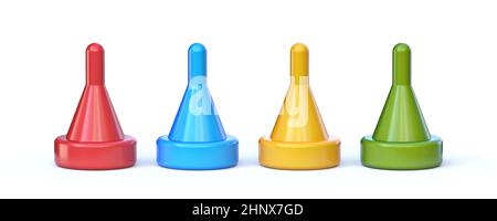 Illustration de rendu 3D de quatre pions de jeu isolée sur fond blanc Banque D'Images