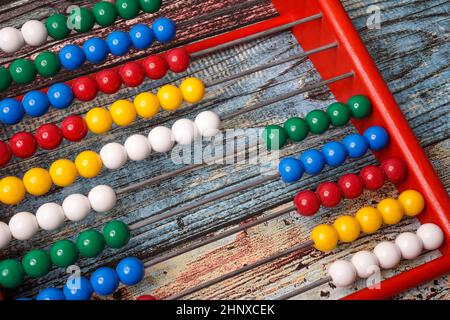 Calculatrice ou abacus pour apprendre en cours de mathématiques Banque D'Images