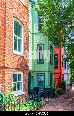 Maisons victoriennes à Georgetown, une partie ancienne de Washington DC Banque D'Images