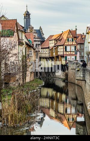 Vue d'anciennes maisons à colombages de Marktbreit, Allemagne Banque D'Images