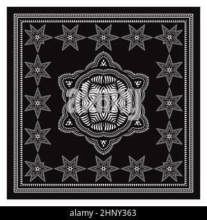 Châle à bandana, imprimé toile de tachegloth, foulard à col en soie, motif en forme de Kerchien, cachemire décoratif,Motif carré. Banque D'Images