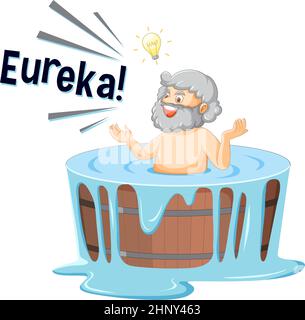 Archimedes dans la bande dessinée de bain avec le mot Eureka illustration Illustration de Vecteur