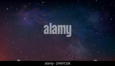 Fond de nuit réaliste avec ciel sombre clair et étoile brillante. Univers spatial avec galaxie laiteuse. Texture vectorielle cosmos Starry abstraite. Illustrateur Illustration de Vecteur