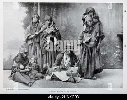 Un musicien bédouin des races vivantes de l'humanité : un récit illustré populaire des coutumes, des habitudes, des activités, des fêtes et des cérémonies des races de l'humanité à travers le monde Volume 1 par Sir Harry Hamilton Johnston, Henry Neville Hutchinson, Richard Lydekker et Dr. A. H. Keane publié Londres : Hutchinson & Co. 1902 Banque D'Images