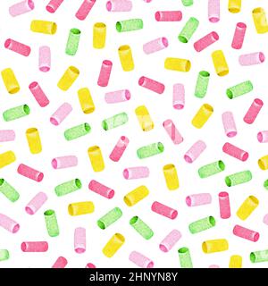 Confettis. Motif sans couture. Illustration aquarelle. Isolé sur un fond blanc. Pour votre conception de tissus, cartes de voeux, paquets-cadeaux, statio Banque D'Images