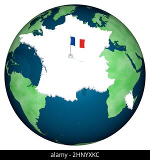 3D illustration. Profil, frontières et drapeau de la nation, avec le monde le fond. Banque D'Images