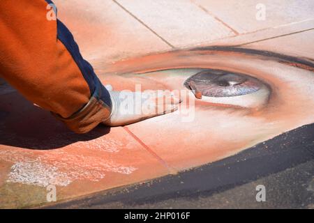 Peinture de plâtre avec craie à Cologne Banque D'Images