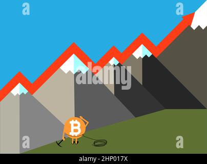 Illustration du vecteur de développement de la crypto-monnaie Bitcoin. Illustration de Vecteur