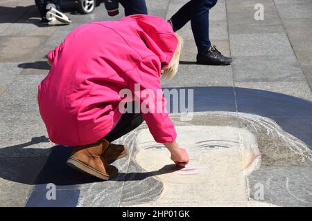 Peinture de plâtre avec craie à Cologne Banque D'Images