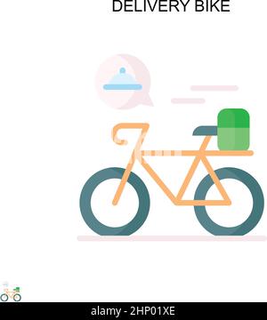 Icône vecteur simple de vélo de livraison. Modèle de conception de symbole d'illustration pour élément d'interface utilisateur Web mobile. Illustration de Vecteur