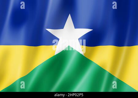 Rondonia State Flag, Brésil Waving banner collection.Illustration 3D Banque D'Images