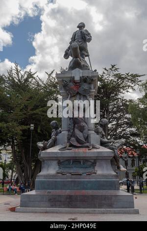 Statue de Ferdinand Magellan sur la Plaza de Armas, Punta Arenas, Chili Banque D'Images