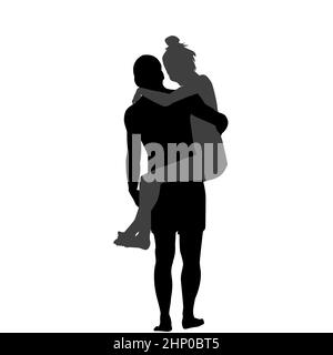 Silhouette de l'homme portant une femme dans ses bras Banque D'Images