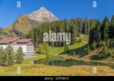 Paysage idyllique autour de Warth, une municipalité dans le quartier de Bregenz dans l'état autrichien du Vorarlberg Banque D'Images