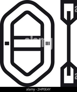Icône de bateau en caoutchouc. Canot pneumatique avec goudron. Symbole du rafting Illustration de Vecteur