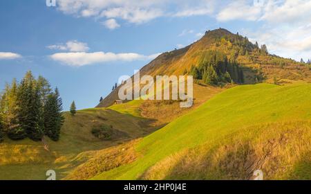 Paysage idyllique autour de Warth, une municipalité dans le quartier de Bregenz dans l'état autrichien du Vorarlberg Banque D'Images