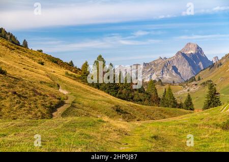 Paysage idyllique autour de Warth, une municipalité dans le quartier de Bregenz dans l'état autrichien du Vorarlberg Banque D'Images