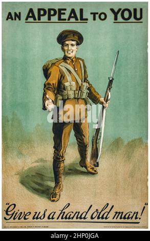 Une affiche de recrutement irlandaise de 20th siècles pour rejoindre l'armée britannique pendant la première Guerre mondiale de 1914-1918 Banque D'Images