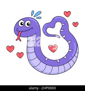 grand python heureux en amour le jour de la saint-valentin Illustration de Vecteur