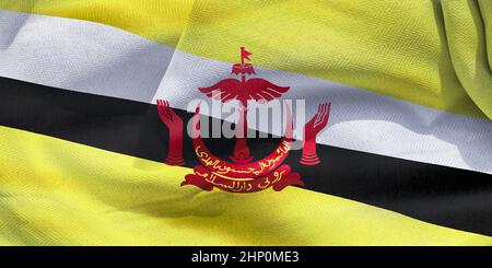 Drapeau Brunei - drapeau de tissu de tissage réaliste Banque D'Images