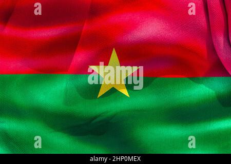 Drapeau du Burkina Faso - drapeau de tissu d'ondulation réaliste Banque D'Images