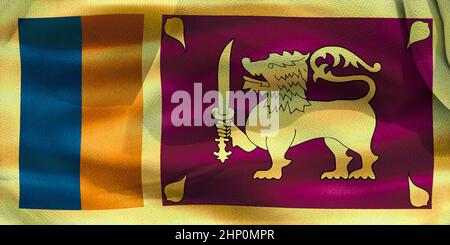 Drapeau du Sri Lanka - drapeau de tissu d'ondulation réaliste Banque D'Images