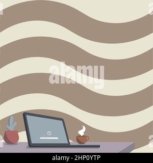 Bureau dessin avec porte-stylo pour ordinateur portable et un ouvert et arrangé Banque D'Images