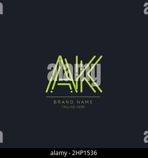 Lettre initiale minimale alphabétique logo icône AK Illustration de Vecteur
