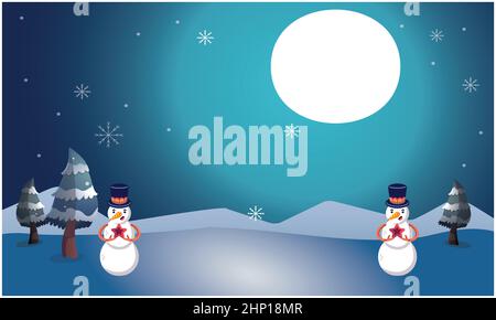 l'art de deux bonhomme de neige avec vue nocturne sur la neige Banque D'Images