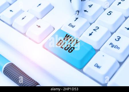 Texte d'écriture Pourquoi Blog, Mot écrit sur raison pourquoi enregistre régulièrement leurs pensées ou expériences dactylographiant le concept de document de certification, retapé Banque D'Images