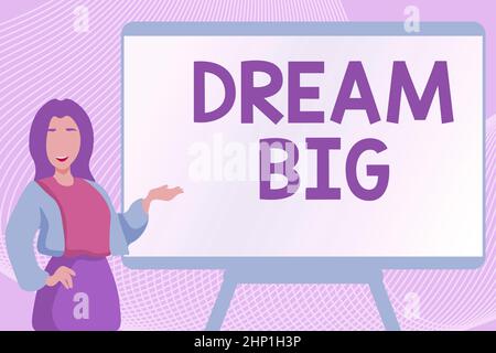 Écriture affichage de texte Dream Big, concept signifiant la recherche de but pour votre vie et devenir accompli dans le processus de saisie Nouveau chapitre de livre, Registerin Banque D'Images