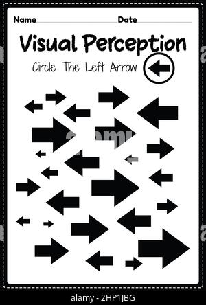 Perception visuelle compétences activité de thérapie d'occupation reconnaissance de flèche pour les enfants d'âge préscolaire et de maternelle qui aide à développer les yeux et le cerveau activi Banque D'Images