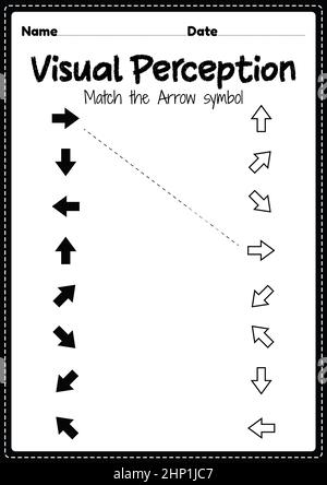 Forme visuelle constance aptitudes perceptuelles activité de la thérapie d'occupation reconnaissance de flèche pour les enfants d'âge préscolaire et de maternelle qui aide à développer les yeux A. Banque D'Images