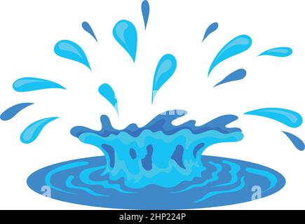 Éclaboussures d'eau avec effet ondulé. Gouttelettes bleues de dessin animé isolées sur fond blanc Illustration de Vecteur