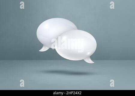 Bulles de parole blanches 3D isolées sur fond gris Banque D'Images