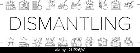 Démontage des icônes de processus de construction définir le vecteur . Illustration de Vecteur