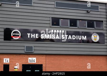 Panneau SMISA Stadium à l'extérieur de St. Mirren Park, stade du St Mirren football Club, Greenhill Road, Paisley, Renfrewshire, Écosse, ROYAUME-UNI Banque D'Images