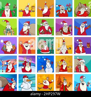 Ensemble de personnages de Noël ou motif de dessin animé Illustration de Vecteur