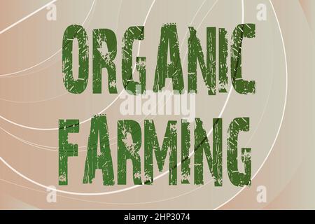 Rédaction affichant du texte Organic Farming, Business présente un système agricole intégré qui s'efforce de la durabilité Line Illustrated Backgrounds W Banque D'Images