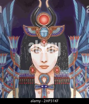 Déesse maat égyptienne ancienne reine ailes féminin illustration Banque D'Images