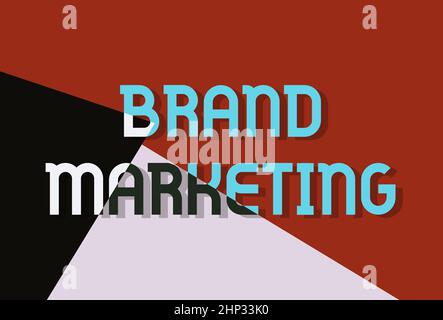 Légende conceptuelle Brand Marketing, Business Approach sensibilisation aux produits du monde entier Line Illustrated Backgrounds with various Sha Banque D'Images